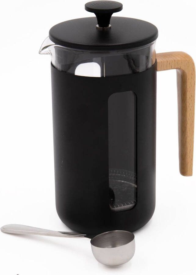 La Cafetière 2-delige Cafetière Set met Pisa 8-kops zwarte Cafetière en roestvrijstalen koffiemaatschep