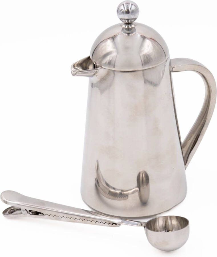 La Cafetière 2-delige Cafetière Set met Roestvrijstalen Havana 3-Kop Cafetière en Koffie Maatlepel met Clip