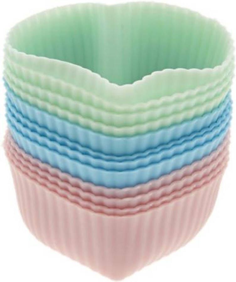 La Cucina bakvormjes hartjes cupcake vormpjes Valentijn gratis verzending cakevormpjes 12 stuks silicone pastel roze blauw groen muffin bak vorm dessert toetjes decoratie cups herbruikbaar duurzaam