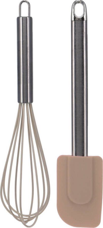 La Cucina Keukengerei set van 2 garde pannenlikker bruin RVS siliconen Ca. 26 cm