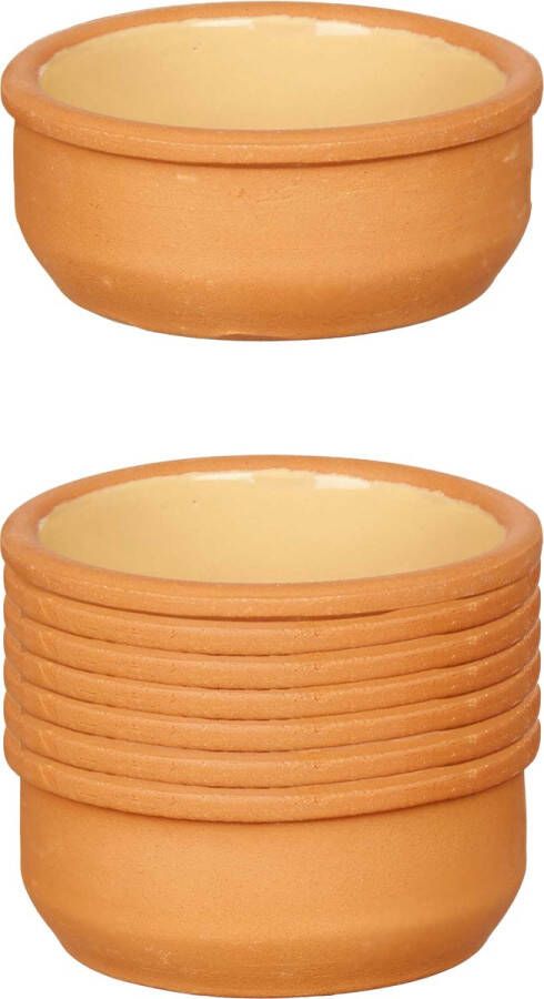 Merkloos Set 12x tapas creme brulee serveer schaaltjes terracotta geel 8x4 cm Snack en tapasschalen