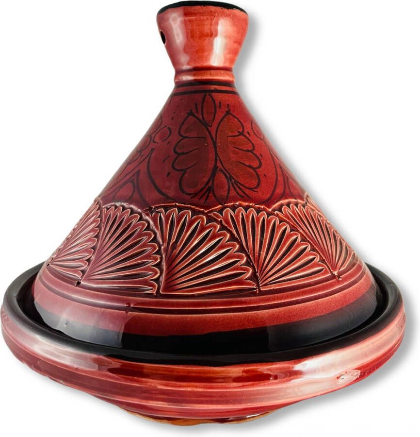 La Raji Marokkaanse Aardewerk Tajine hand gemaakt rood 21cm