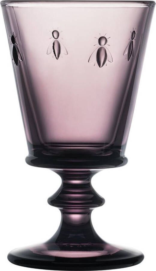 La Rochère Bee wijnglas bijtjes paars handgeblazen set van 6 H 14 cm