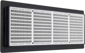 La Ventilazione P25R2510N ventilatierooster rechthoekig van zwart kunststof inbouwframe met insectennet afmetingen: 254 x 108 mm