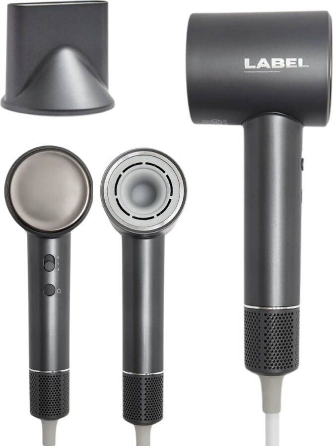 Label-Amsterdam Haarfohn Haardroger AirWave Multifunctioneel Föhn Snel drogen haar Grijs