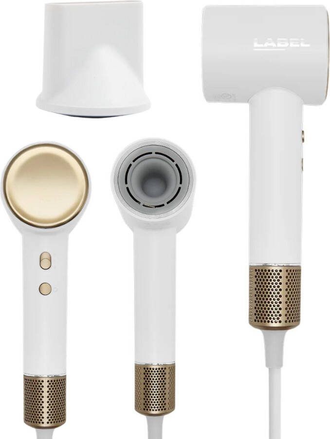 Label-Amsterdam Haarfohn Haardroger AirWave Multifunctioneel Föhn Snel drogen haar Wit