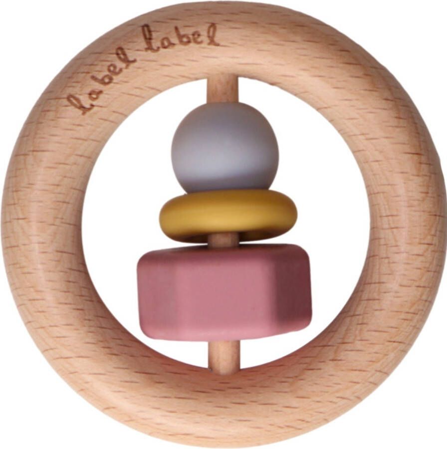 Label Roze Hout & Silicone Bijtring LLST-15126