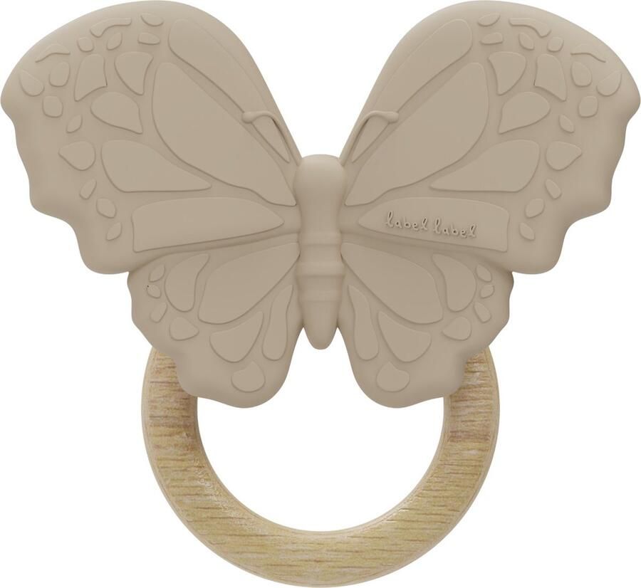 Label Vlinder Nougat Silicone Hout Bijtring LLST-26931
