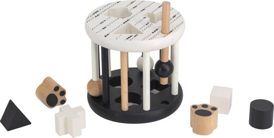 Label Zwart Wit Houten Rollende Vormenstoof LLWT-34321