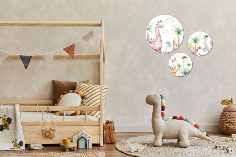 Label Zero Muurcirkel Wandcirkel binnen dinosaurus thema set van 3 muurcirkels Decoratie kinderkamer babykamer jongens & meisjes