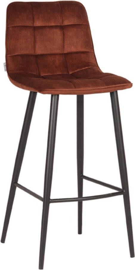 LABEL51 Barkruk 'Jelt' Velvet kleur Roest (zithoogte 78cm)