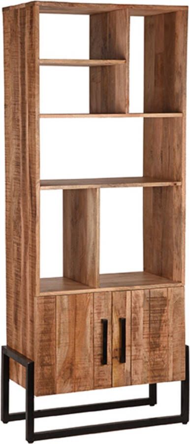 LABEL51 Boekenkast Bolivia Rough Mangohout Zwart Metaal