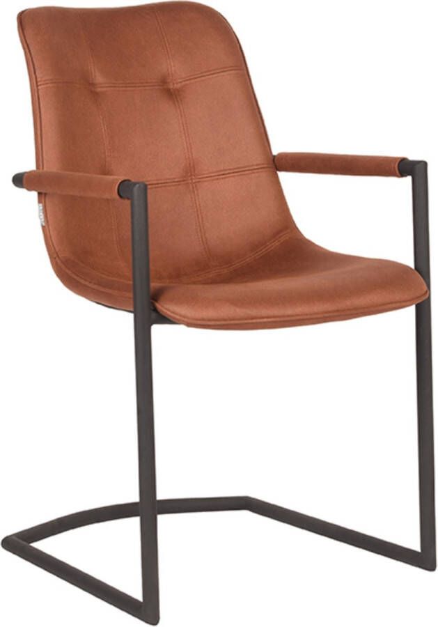 LABEL51 Eetkamerstoel Boyd Cognac Microvezel Zwart Metaal