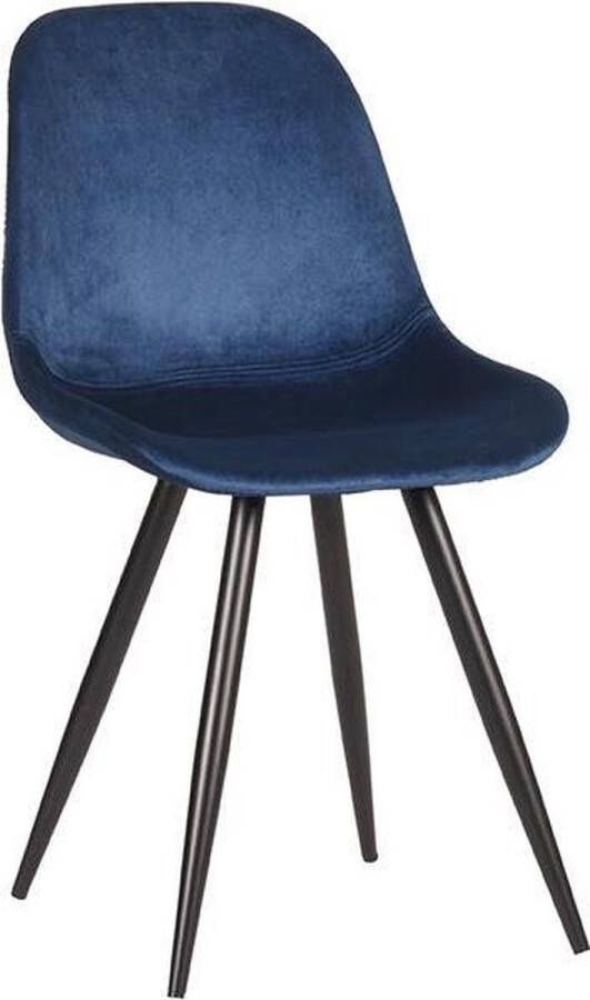 LABEL51 | Eetkamerstoel Capri Blauw Fluweel | Zitmeubels eetkamer | Eetkamerstoel