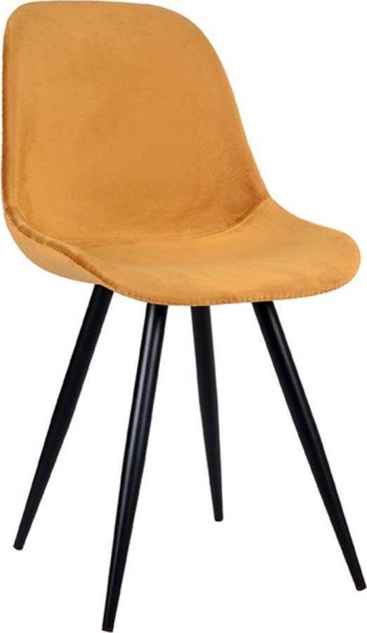 LABEL51 | Eetkamerstoel Capri Oker Fluweel | Zitmeubels eetkamer | Eetkamerstoel