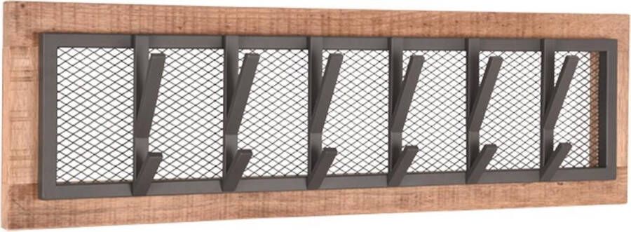 LABEL51 Kapstok Crude Mangohout 100 x 30 x 11cm Burned Steel