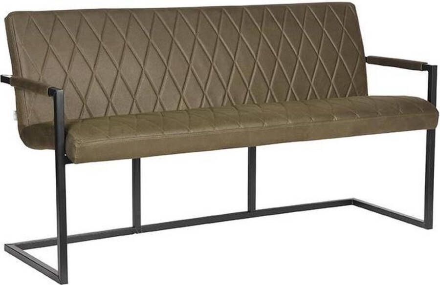 LABEL51 | Eetkamerbank Denmark Army green Microfiber 155 cm | Eetkamer meubels | Eetkamerbank
