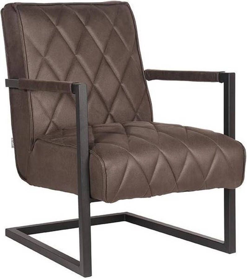 LABEL51 Fauteuil Denmark Antraciet Microvezel Zwart Metaal