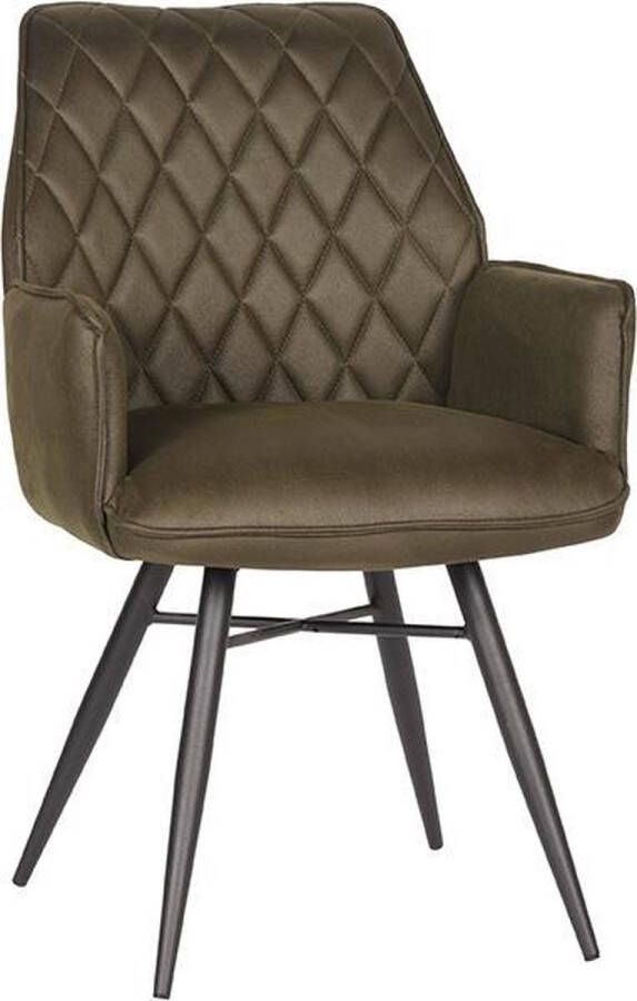 LABEL51 Eetkamerstoel Bink Army Microvezel Zwart Metaal