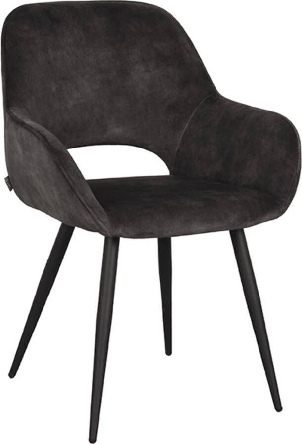 LABEL51 | Eetkamerstoel Fer Antraciet Velours | Zitmeubels eetkamer | Armstoel