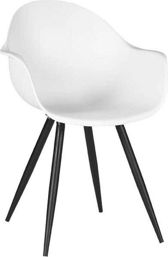 LABEL51 | Eetkamerstoel Luca Wit Kunststof | Zitmeubels eetkamer | Armstoel