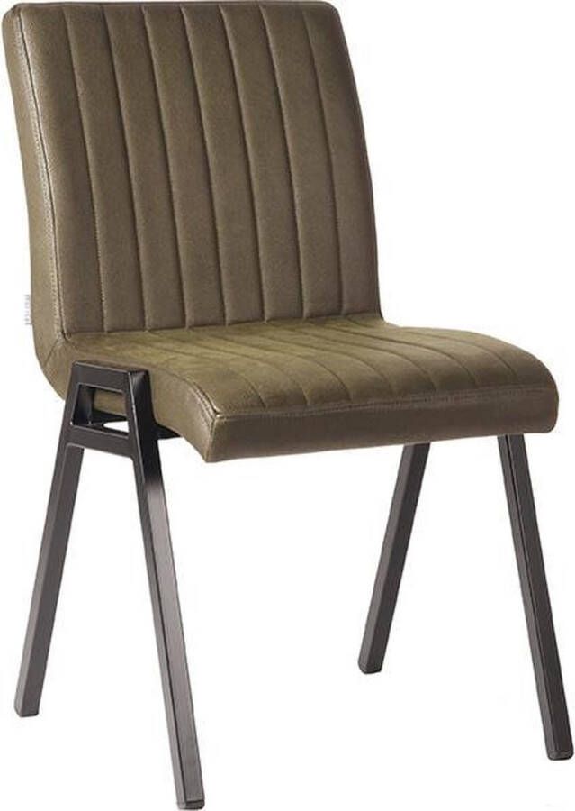 LABEL51 Eetkamerstoel Matz Army Microfiber Zwart Metaal