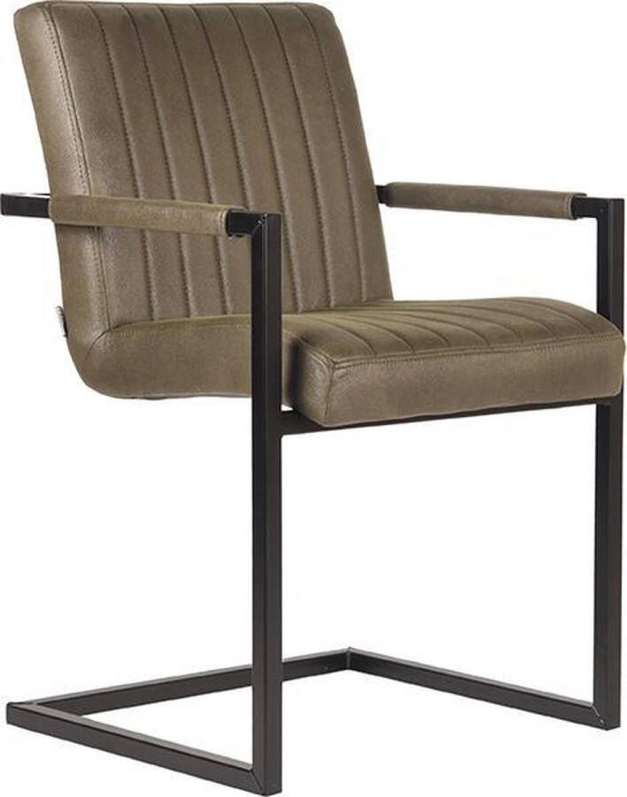 LABEL51 Eetkamerstoel Milo Army Microvezel Zwart Metaal
