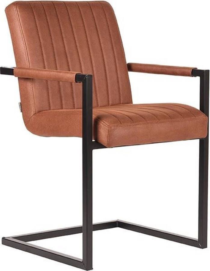 LABEL51 Eetkamerstoel Milo Cognac Microvezel Zwart Metaal