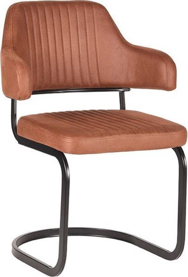 LABEL51 Eetkamerstoel Otta Cognac Microvezel Zwart Metaal