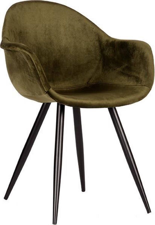 LABEL51 | Eetkamerstoel Forli Army green Fluweel | Zitmeubels eetkamer | Armstoel