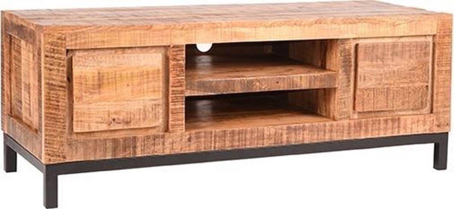 LABEL51 Tv-Meubel Ghent Rough Mangohout Zwart Metaal