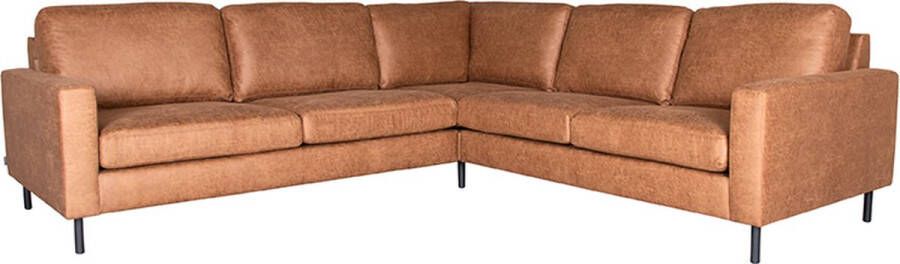 LABEL51 Hoekbank 'Genua' Microfiber 2-Zits + Hoek + 2-Zits kleur Cognac