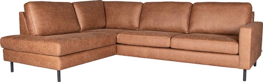 LABEL51 Hoekbank Genua Cognac Microfiber Ottomane + 2 5-Zits