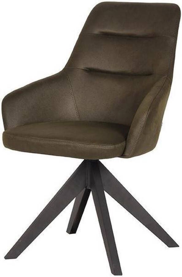 LABEL51 Eetkamerstoel Jace Army Microvezel Zwart Metaal