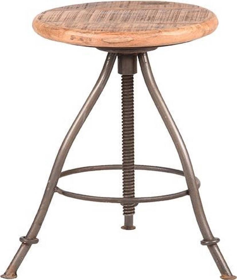 LABEL51 Kruk Jaipur Grijs Metaal Naturel Mangohout