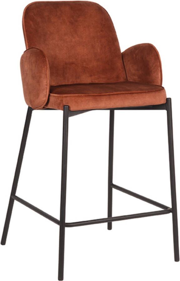 LABEL51 Barkruk Jari Velvet Roest (zithoogte 65cm)