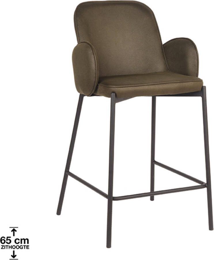 LABEL51 Barkruk Jari Microfiber Army Green (zithoogte 65cm)