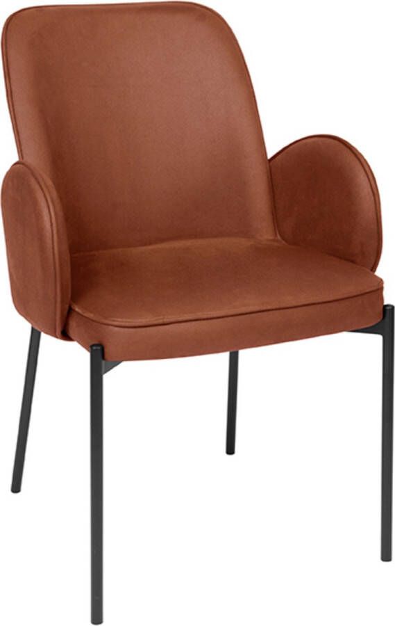 LABEL51 Eetkamerstoel 'Jari' Microfiber kleur Cognac