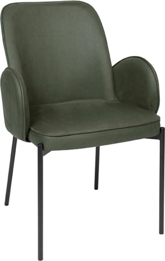 LABEL51 Eetkamerstoel 'Jari' Microfiber kleur Army Green