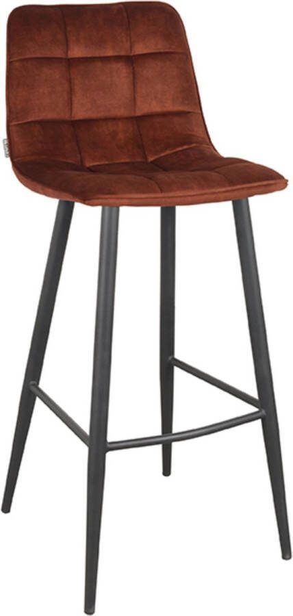 LABEL51 Barkruk 'Jelt' Velvet kleur Roest (zithoogte 78cm)