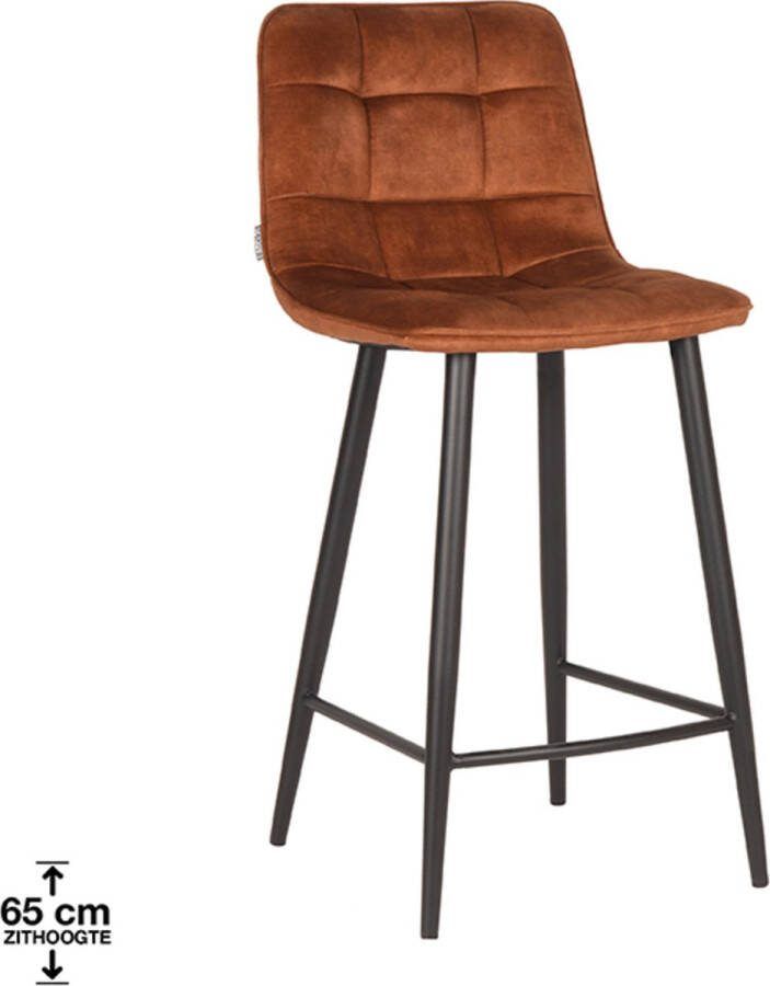 LABEL51 Barkruk 'Jelt' Velvet kleur Oker (zithoogte 65cm)