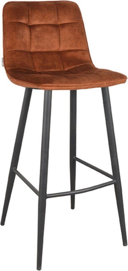 LABEL51 Barkruk 'Jelt' Velvet kleur Oker (zithoogte 78cm)