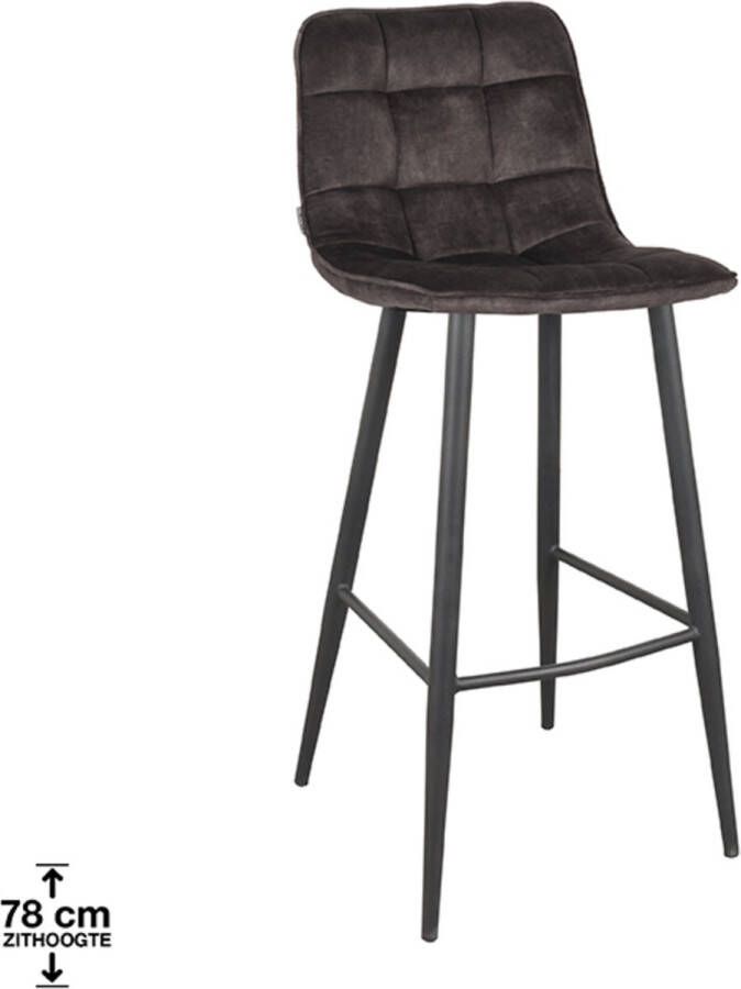 LABEL51 Barkruk Jelt Antraciet Velours Zithoogte 78