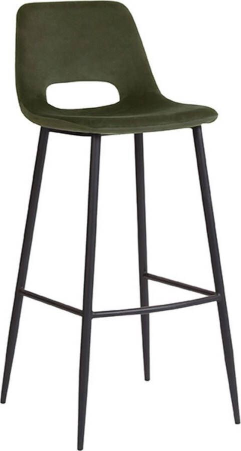 LABEL51 Barkruk 'Josh' Velvet kleur Groen (zithoogte 78cm)