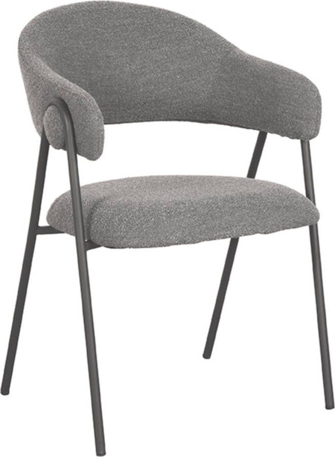 LABEL51 | Eetkamerstoel Lowen Grijs Boucle | Zitmeubels eetkamer | Eetkamerstoel