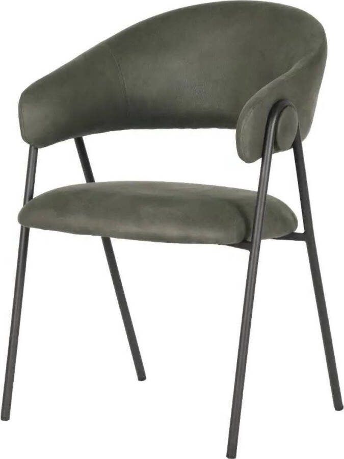 LABEL51 Eetkamerstoel Lowen Army green Microfiber | 2.00 stuks