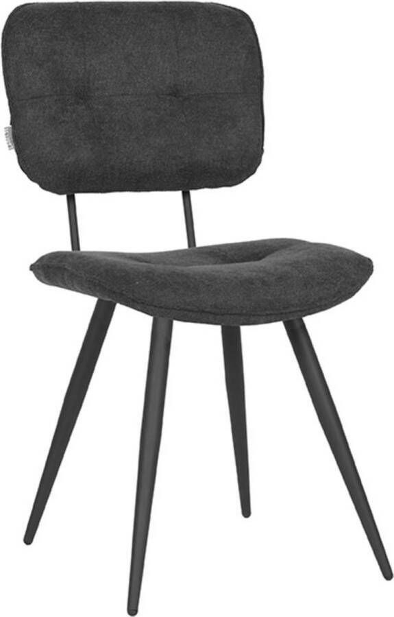 LABEL51 Eetkamerstoel Lux Antraciet Weave Zwart Metaal