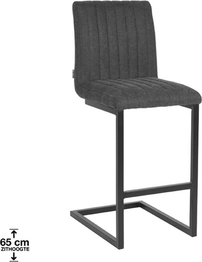 LABEL51 Barkruk 'Milo' Stof kleur Antraciet (zithoogte 66cm)