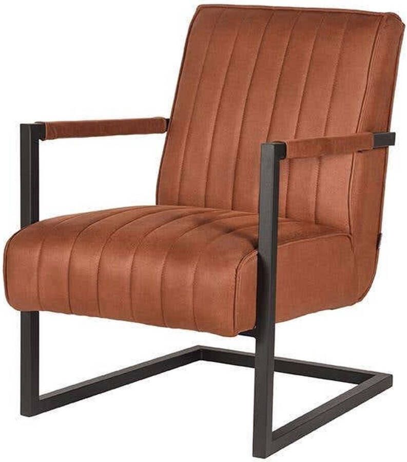 LABEL51 Fauteuil Milo Cognac Microvezel Zwart Metaal