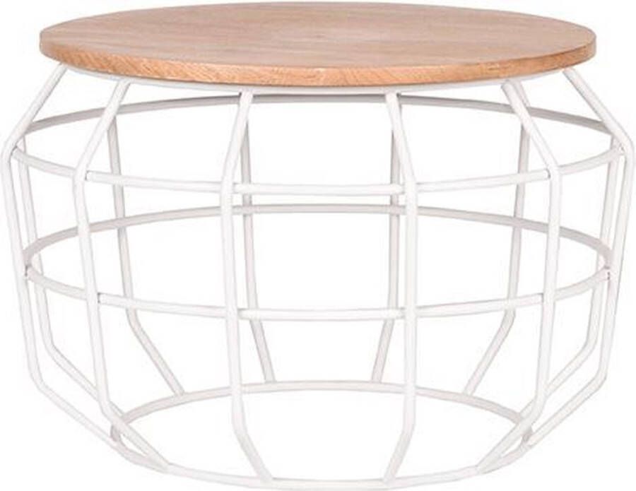 LABEL51 Pixel Bijzettafel Draadframe Mangohout Wit ∅56x38 cm